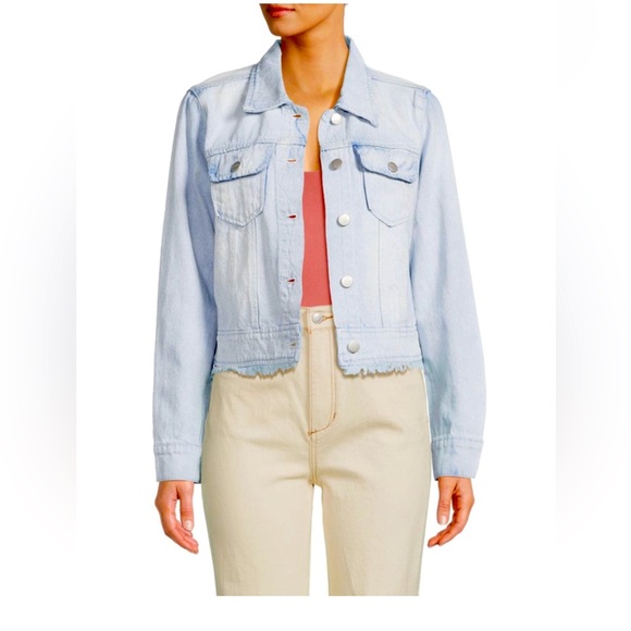 NEW DRIFTWOOD ACID WASH FRAYED DENIM JACKET Size Medium in Light Wash - Picture 2 of 5